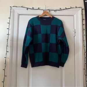 Wild Fable Blue Checkered Knit Sweater